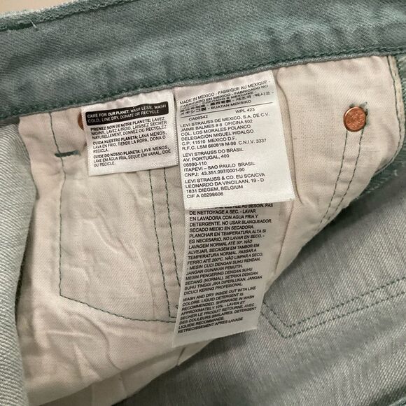 Levi’s 501 STF Denim Jeans Sz 44 x 30 WHITE OAK Cone Light Green Shrink to Fit - Picture 4 of 7